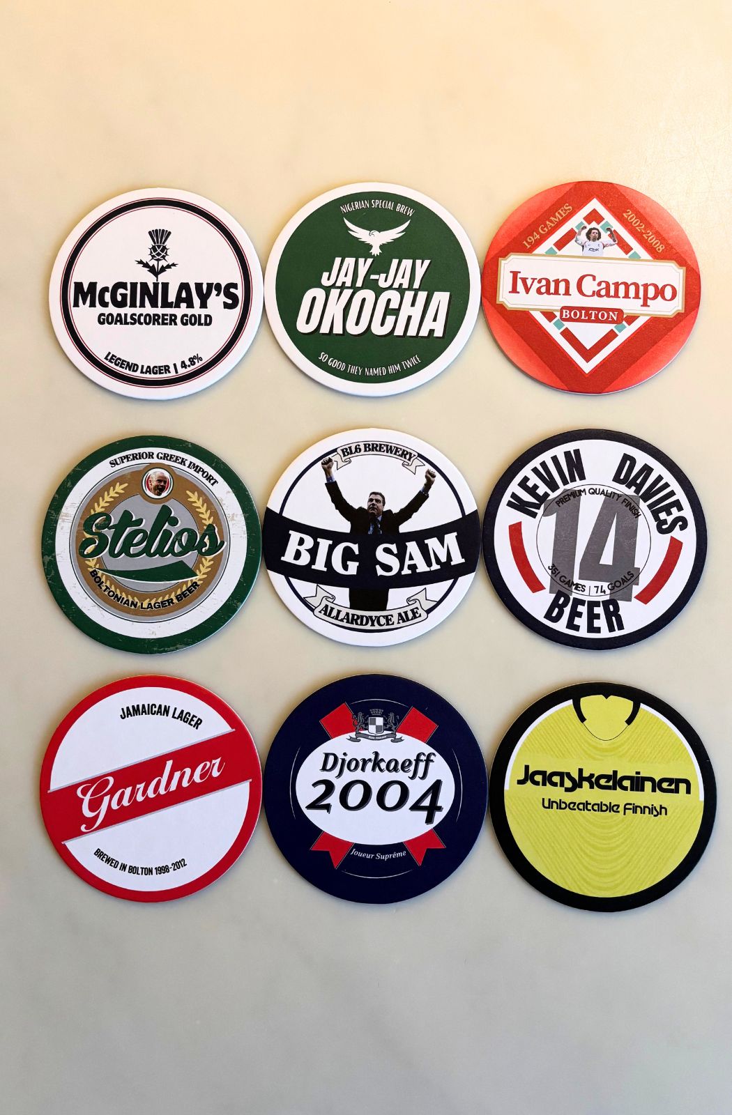 Bolton Wanderers beer mats: 'Icons' collection