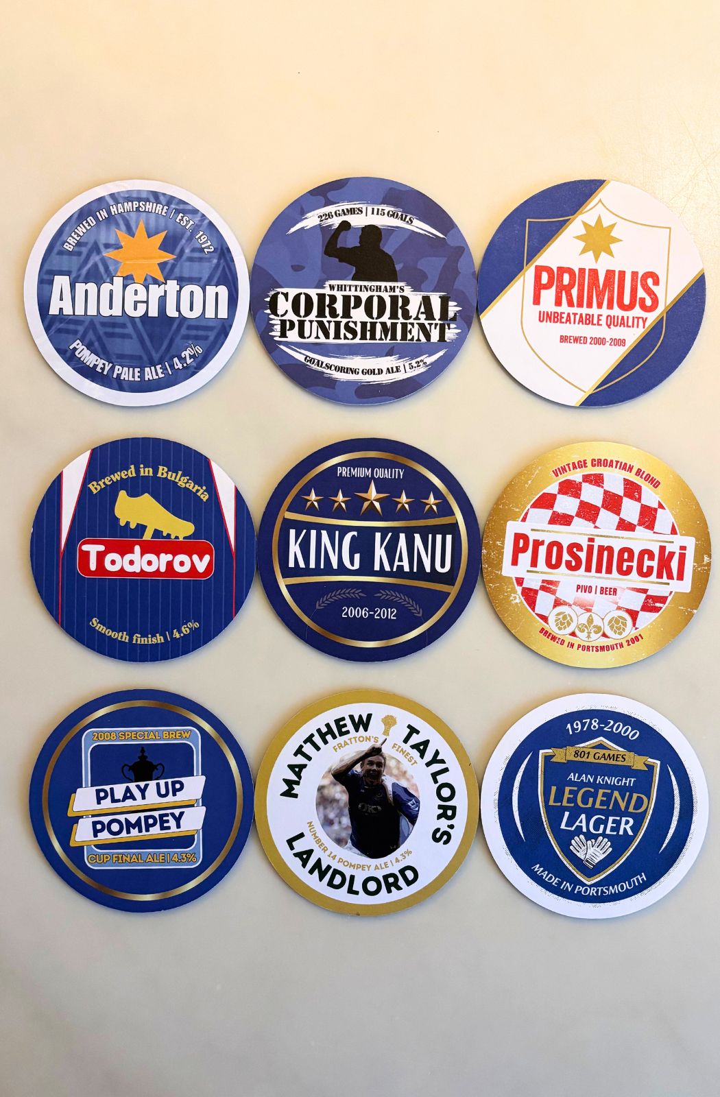 Portsmouth FC beer mats: 'Icons' collection