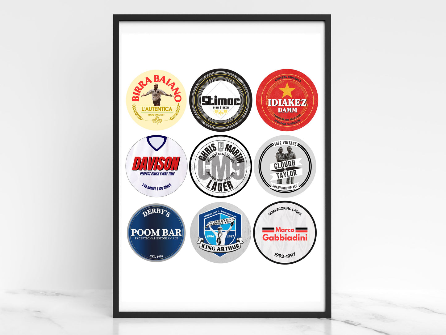 Derby County beer mat print: 'Icons 2'