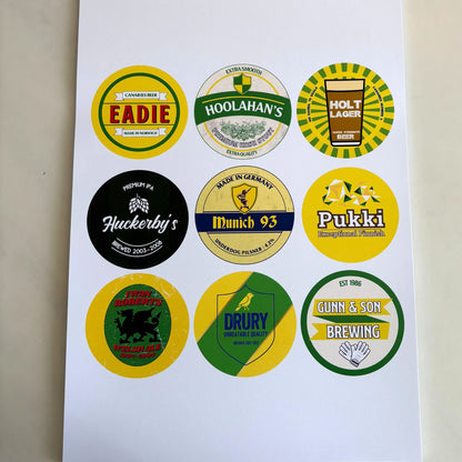Norwich City FC 'Icons' beer mat print