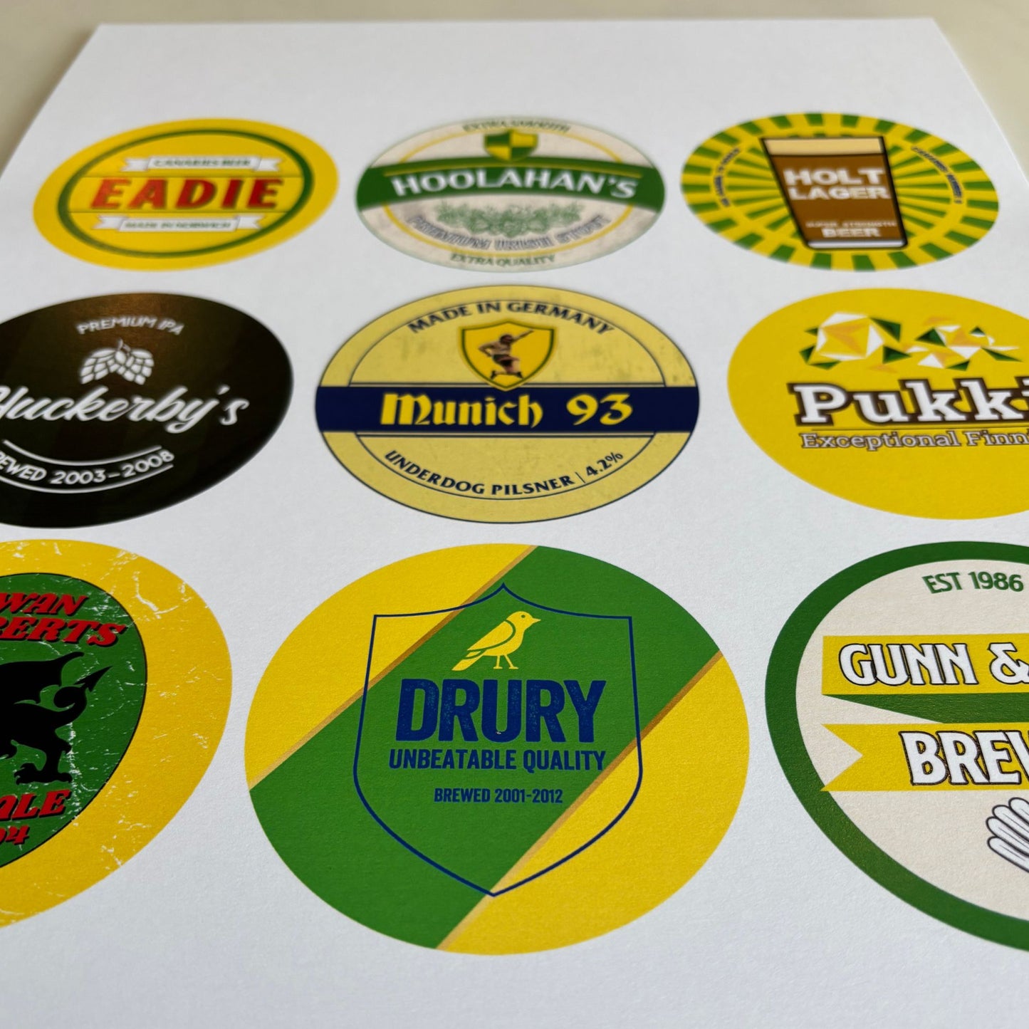 Norwich City FC 'Icons' beer mat print